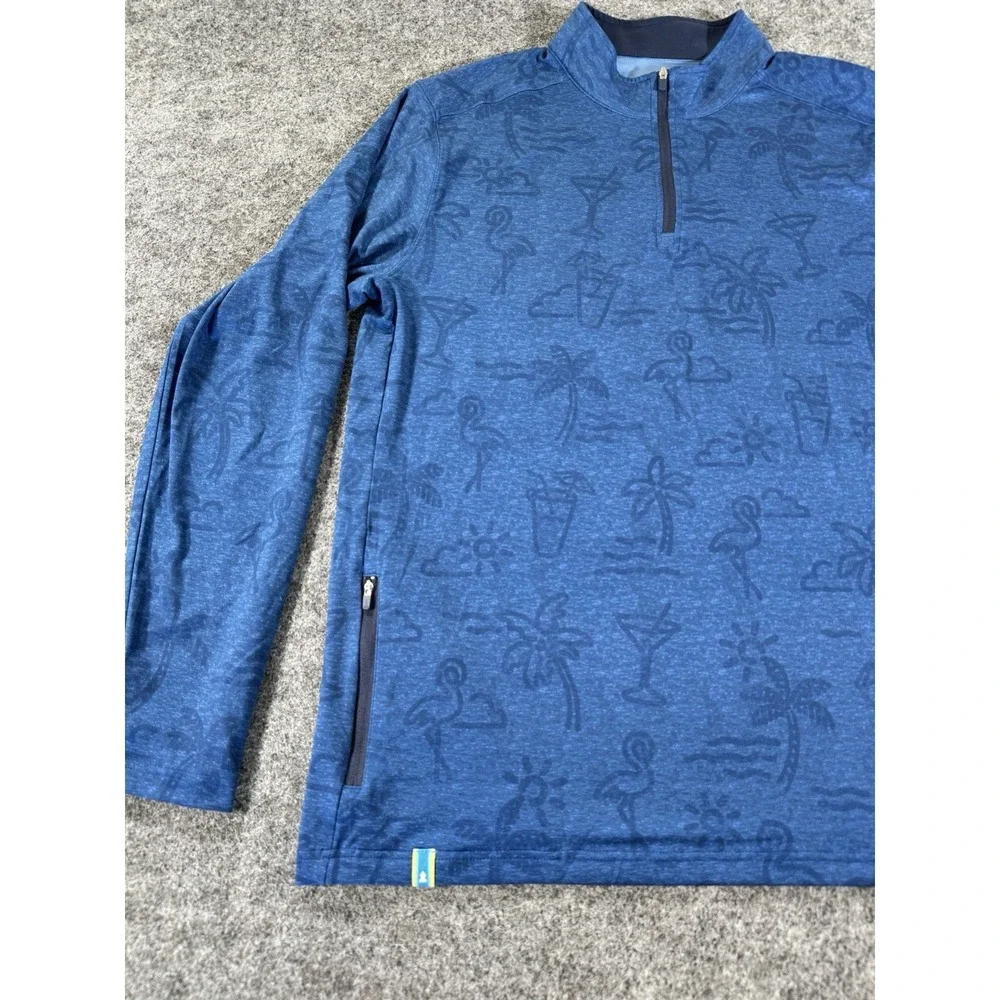 Chubbies Men's Large Blue Tropical Print 1/4 Zip Pullover Performance Golf